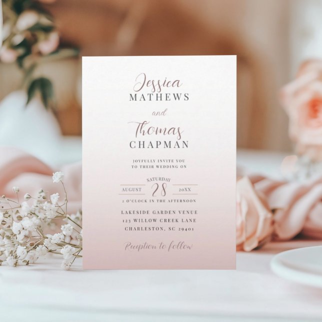 Invitation Mariage Élégant à Gradient Rose Doré (Créateur téléchargé)