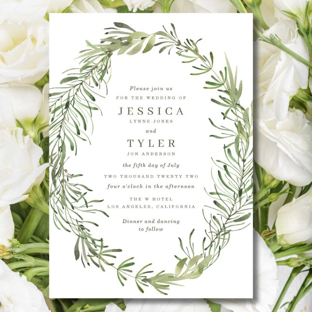 Invitation Mariage Élégant à la Botanique Verte (Elegant Botanical Greenery Wedding Invite)