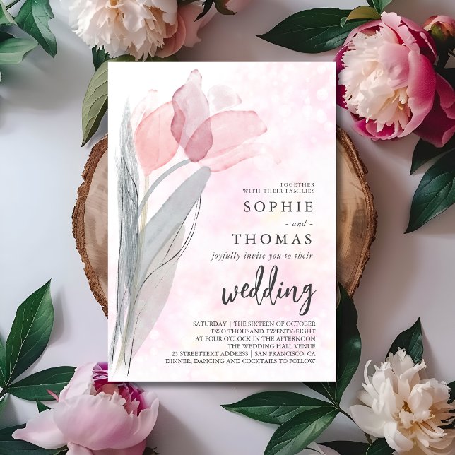 Invitation Mariage élégant à la tulipe pâle (Créateur téléchargé)