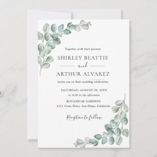 Invitation Mariage Élégant à la Verdure d'Eucalyptus