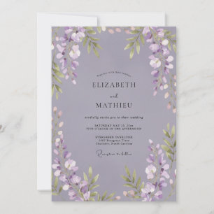 Invitation Mariage élégant à l'améthyste et wisteria