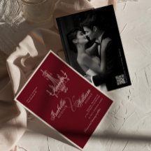 Mariage élégant à l'ancienne avec code QR Burgundy