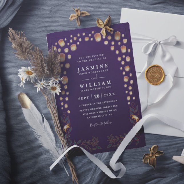 Invitation Mariage élégant à lanières de lanternes Budget Cod (Créateur téléchargé)
