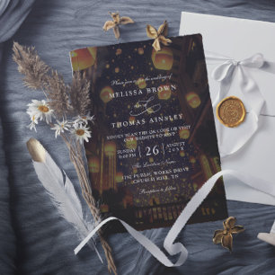Invitation Mariage élégant à lanières de lanternes Budget QR