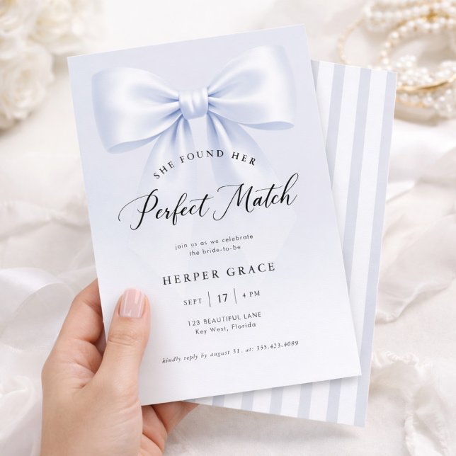 Invitation Mariage Élégant à Rayures avec Nœud Parfait (Créateur téléchargé)
