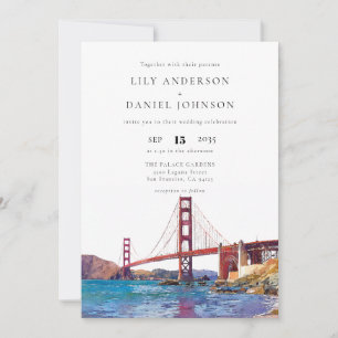 Invitation Mariage élégant à San Francisco aquarelle
