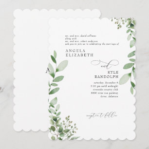 Invitation Mariage Élégant à Verdure Cascadante en Coquille
