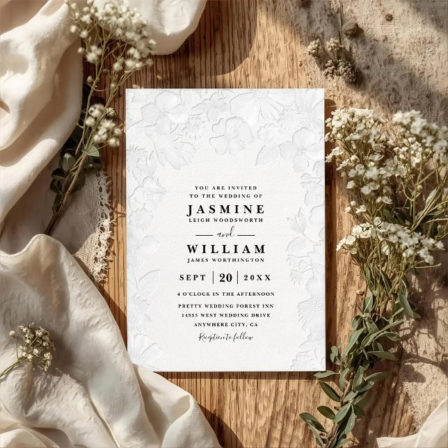 Invitation Mariage élégant antique avec code QR en relief orn (Créateur téléchargé)