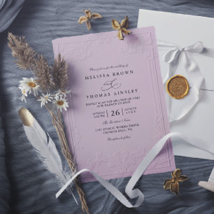 Invitation Mariage élégant antique avec code QR en relief orn