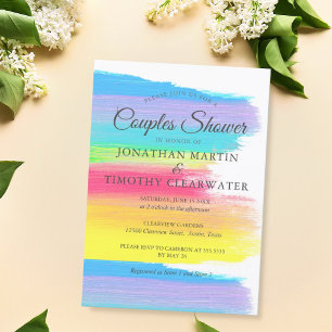 Invitation Mariage élégant arc-en-ciel moderne LGBT couples s