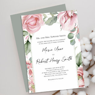 Invitation Mariage Élégant Arche Florale Rose Fardée