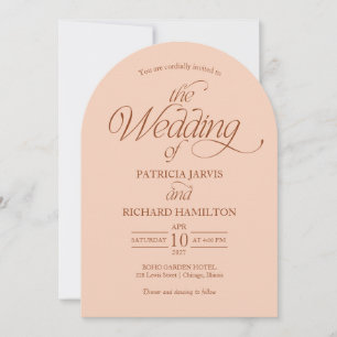 Invitation Mariage Élégant Arche Minimaliste Peach Photo