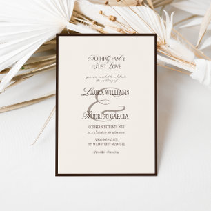 Invitation Mariage Élégant Argent de Famille Brun et Beige