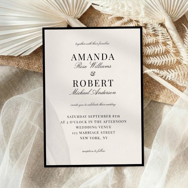 Invitation Mariage Élégant Argent et Noir dans l'Esthétique d (Créateur téléchargé)
