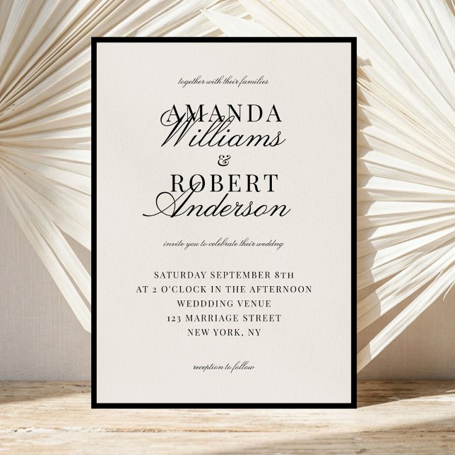 Invitation Mariage Élégant Argent et Noir dans l'Esthétique d (Créateur téléchargé)