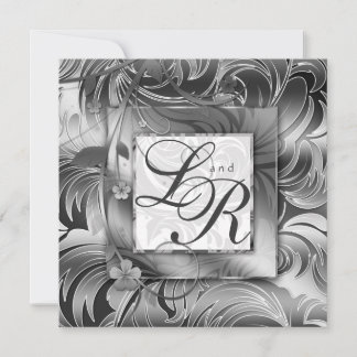 Invitation Mariage élégant Argent métallisé floral