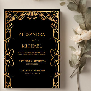 Invitation Mariage Élégant Art Nouveau