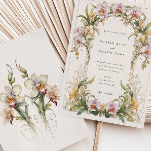 Invitation Mariage Élégant Art Nouveau à l'Orchidée