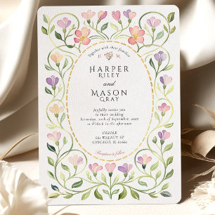 Invitation Mariage élégant Art Nouveau aux frésias