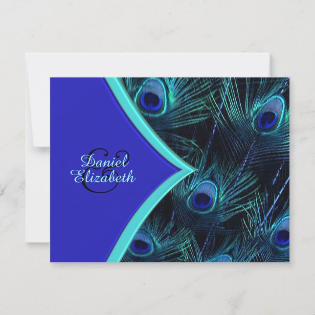 Invitation Mariage élégant au bleu sarcelle et bleu royal de  (Devant)