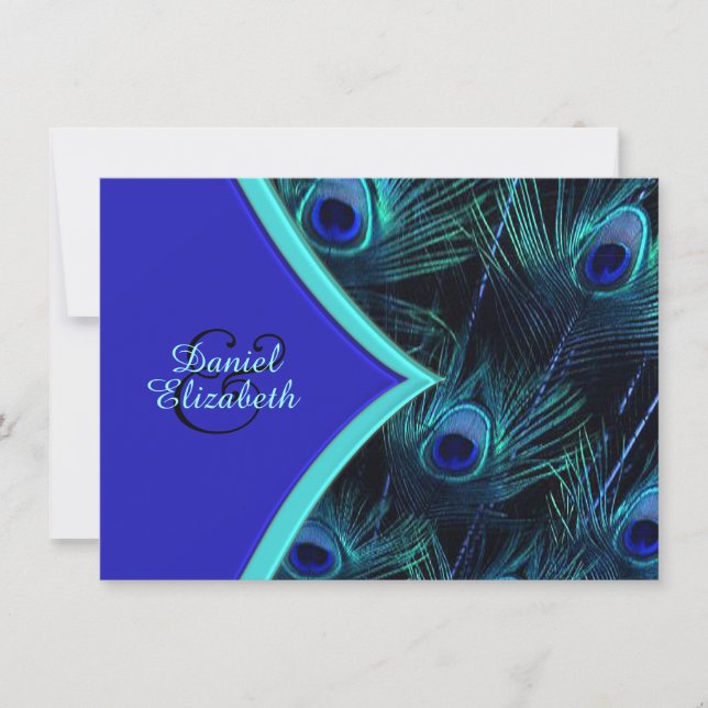 Invitation Mariage élégant au bleu sarcelle et bleu royal de  (Devant)