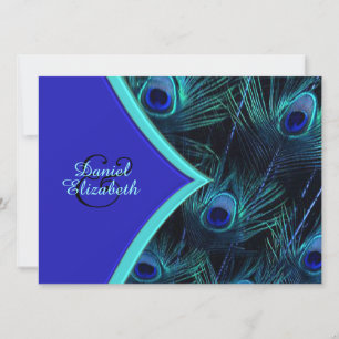 Invitation Mariage élégant au bleu sarcelle et bleu royal de