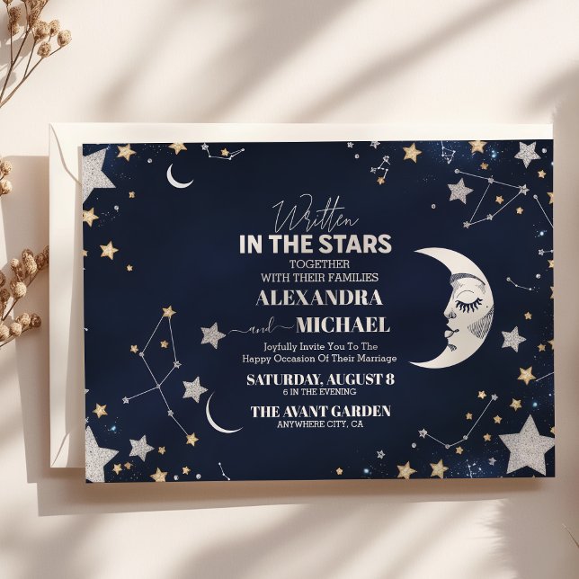 Invitation Mariage Élégant au Clair de Lune Croissant Céleste (Créateur téléchargé)