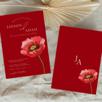 Mariage élégant au coquelicot rouge cramoisi monog