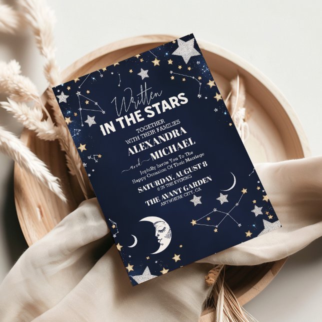 Invitation Mariage Élégant au Croissant de Lune Céleste (Créateur téléchargé)