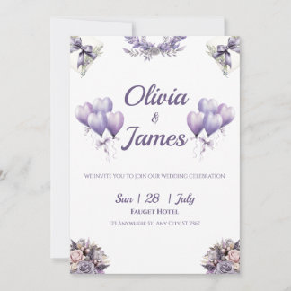 Invitation Mariage Élégant au Lavande