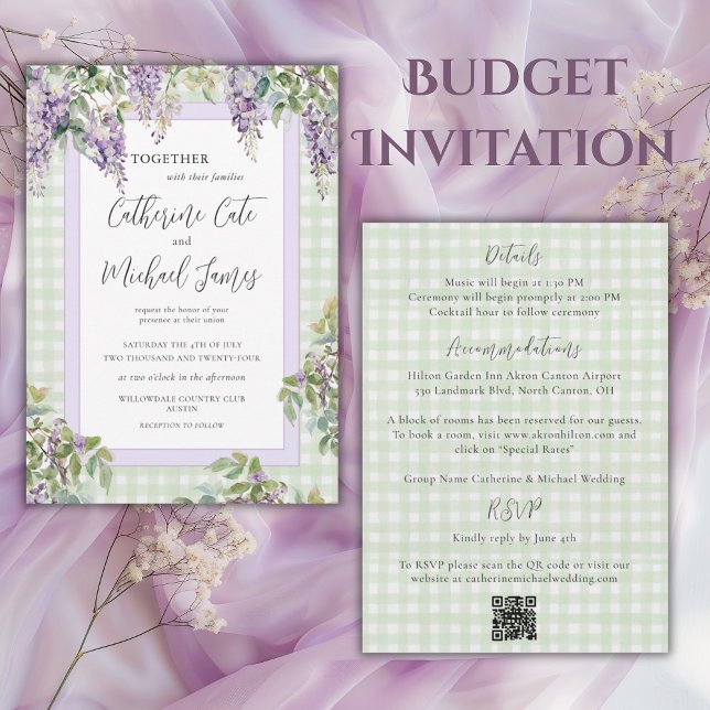 Invitation Mariage élégant au lilas violet Budget (Créateur téléchargé)
