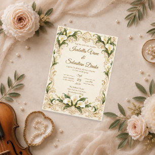 Invitation Mariage Élégant au Lys Calla Baroque