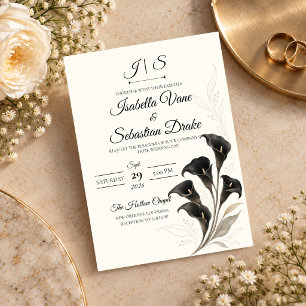 Invitation Mariage Élégant au Lys Calla Noir