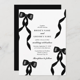 Invitation Mariage élégant au ruban noir