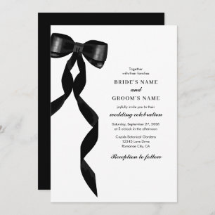 Invitation Mariage élégant au ruban noir