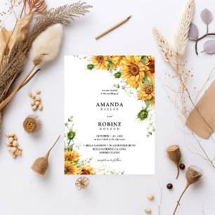 Invitation Mariage élégant au tournesol simple