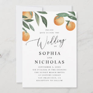 Invitation Mariage Élégant aux Agrumes Orange de Jardin Ita