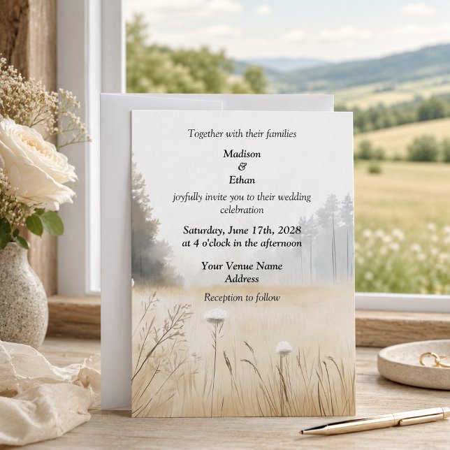 Invitation Mariage Élégant aux Arbres Résineux Rustiques (Créateur téléchargé)