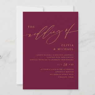 Invitation Mariage élégant aux baies et à l'or