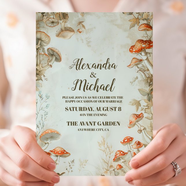 Invitation Mariage Élégant aux Champignons de la Forêt de Fou (Créateur téléchargé)