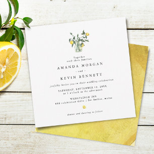 Invitation Mariage élégant aux citrons jaunes