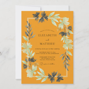 Invitation Mariage Élégant aux Feuilles de Moutarde