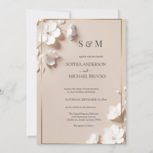 Invitation Mariage Élégant aux Fleurs Blanches de Magnolia Ne