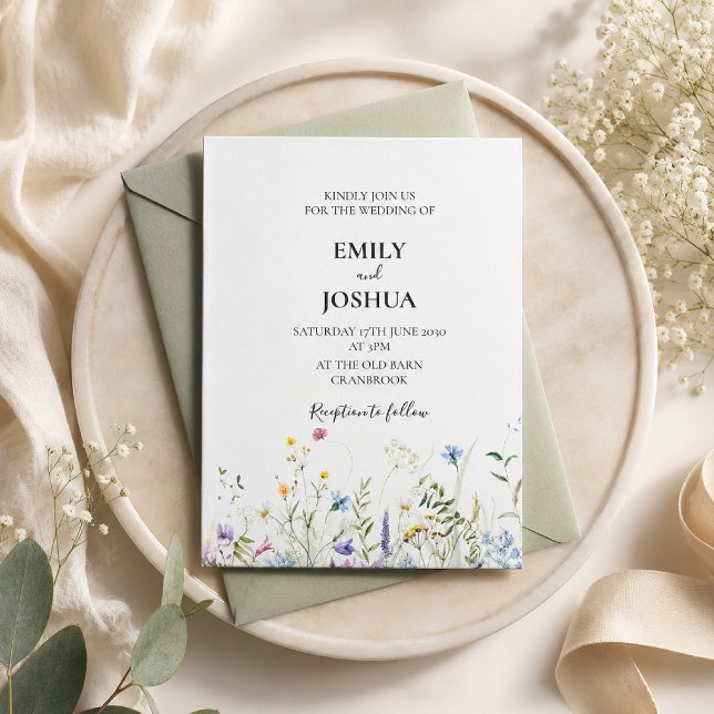 Invitation Mariage Élégant aux Fleurs Sauvages (Créateur téléchargé)