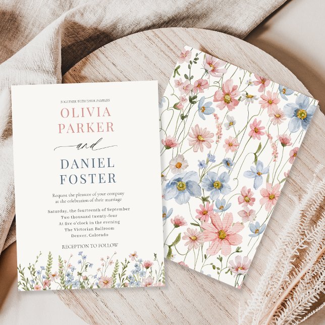 Invitation Mariage Élégant aux Fleurs Sauvages (Créateur téléchargé)