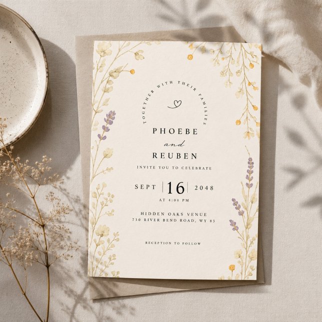 Invitation Mariage Élégant aux Fleurs Sauvages (Créateur téléchargé)