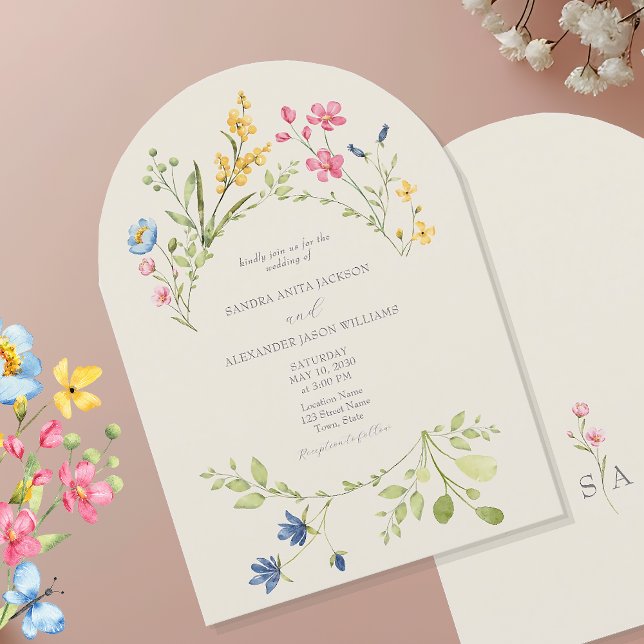 Invitation Mariage Élégant aux Fleurs Sauvages  (Créateur téléchargé)