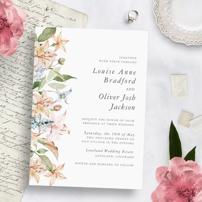 Invitation Mariage élégant aux fleurs sauvages (Créateur téléchargé)
