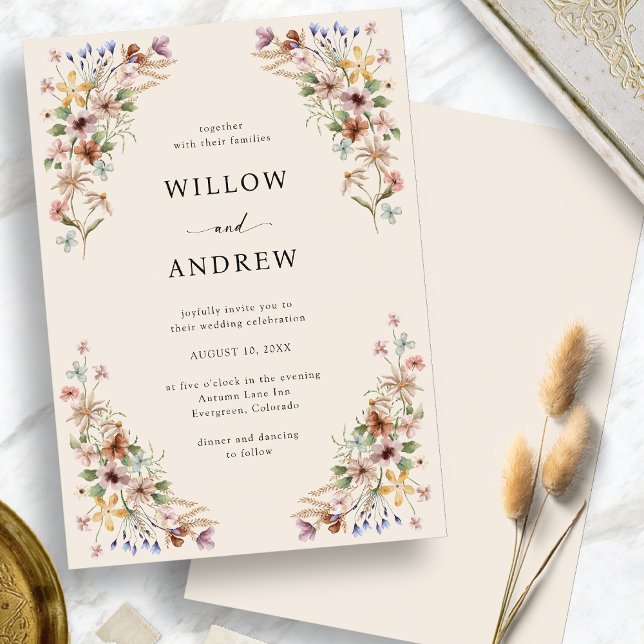 Invitation Mariage Élégant aux Fleurs Sauvages (Elegant Wildflower Wedding Invitation
)