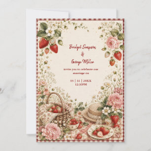 Invitation Mariage élégant aux fraises Pique-nique Luxe